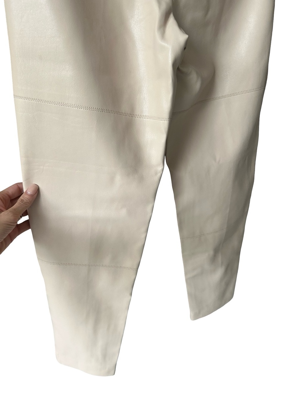 ESQUALO Straight-Leg Faux Leather Pants in Light Beige - Picture 6 of 8